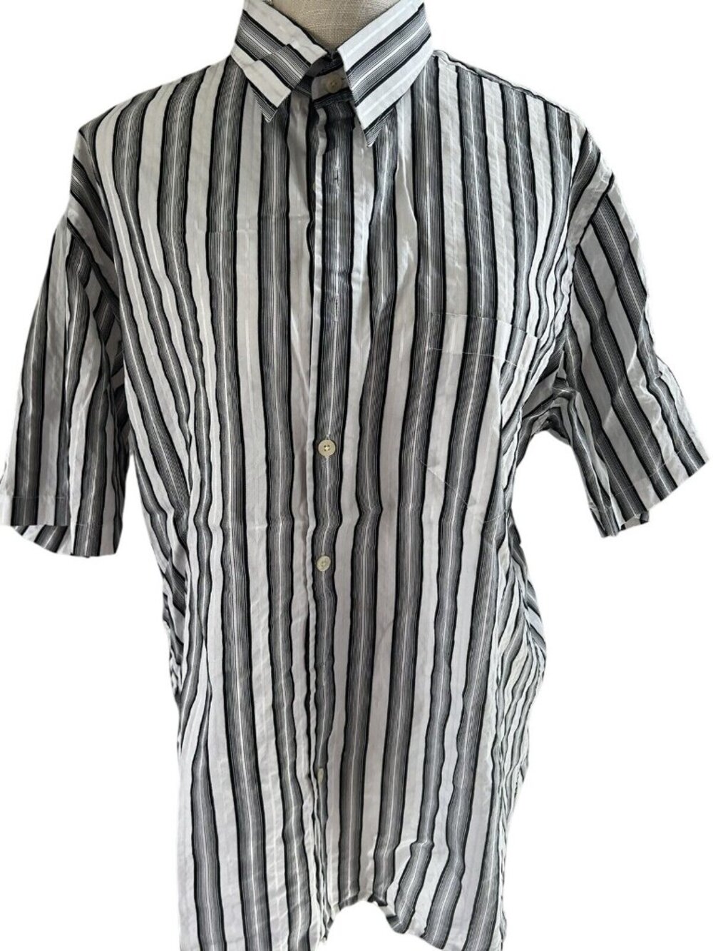 Perry Ellis Striped Button-Up Short Sleeve Collared Classic Fit XL